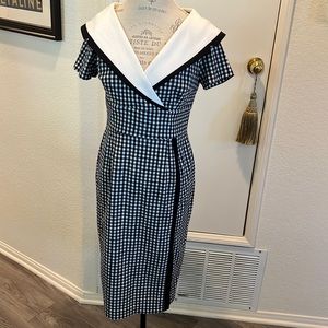 Unique Vintage Diva black and white gingham short sleeve sheath dress